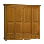 Armoire penderie pin miel 4 portes 4 tiroirs 6 niches l 212 h 195 p 54 cm - l 212 x l 54 x h 195 cm