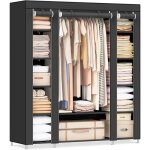 Armoire penderie en tissu 12 compartiments cadre m�tal 45x150x175 cm pour chambre ou vestiaire (housse ...