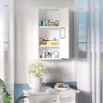 Armoire pharmacie murale blanche 2 �tag�res porte aimant�e