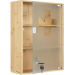 Armoire  pharmacie murale - meuble de rangement - bambou naturel - verre tremp - scurise