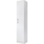 Armoire placard de rangement avec 1 porte coloris blanc - longueur 35 x profondeur 32 x hauteur 170 cm ...