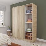 Armoire placard de rangement de 3 portes coulissantes coloris cambrien - longueur 150 x profondeur 55 ...