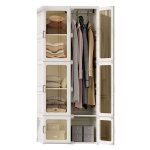 Armoire de chambre rangement - luminarix - portable pliable - 6 portes - plastique r�sine - 170x69x50 ...