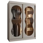Armoire avec portes coulissantes ? 200x150x62cm ? verre fum ? 2 tringles ? bahrajn 3 avec led ? cachemire ...