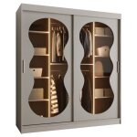 Armoire avec portes coulissantes ? 200x180x62cm ? verre fum� ? 2 tringles ? bahrajn 3 avec led ? cachemire ...