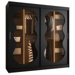 Armoire avec portes coulissantes ? 200x200x62cm ? verre fum ? 2 tringles ? bahrajn 3 avec led ? noir ...