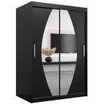 Armoire porte coulissante miroir elypse l 100 h 200 corps noir mat2 portes garde robe penderie vtement ...