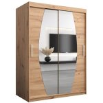 Armoire porte coulissante miroir elypse l 120 h 200 corps chne artisan2 portes garde robe penderie vtement ...