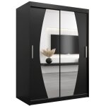 Armoire porte coulissante miroir elypse l 120 h 200 corps noir mat2 portes garde robe penderie vtement ...