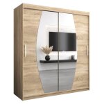Armoire porte coulissante miroir elypse l 180 h 200 corps chne sonoma2 portes garde robe penderie vtement ...