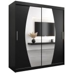 Armoire porte coulissante miroir elypse l 180 h 200 corps noir mat2 portes garde robe penderie vtement ...