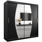 Armoire porte coulissante miroir elypse l 200 h 200 corps noir mat2 portes garde robe penderie vtement ...