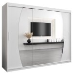 Armoire porte coulissante miroir elypse l 250 h 200 corps blanc mat3 portes garde robe penderie vtement ...