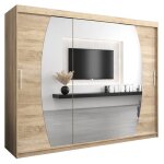 Armoire porte coulissante miroir elypse l 250 h 200 corps chne sonoma3 portes garde robe penderie vtement ...