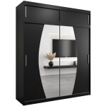 Armoire porte coulissante miroir elypse avec extension l 200 h 240 corps noir mat penderie v�tement 2 ...