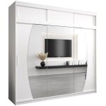 Armoire porte coulissante miroir elypse avec extension l 250 h 240 corps blanc mat penderie vtement ...