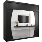 Armoire porte coulissante miroir elypse avec extension l 250 h 240 corps noir mat penderie vtement 3 ...