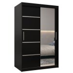 Armoire porte coulissante miroir verona 2 100 100x200x62cm corps noir mat abiksmeble