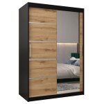 Armoire porte coulissante miroir verona 2 120 120x200x62cm corps noir mat et façade chêne artisan abiksmeble ... Armoire porte coulissante miroir verona 2 120 120x200x62cm corps noir mat et façade chêne artisan abiksmeble ...