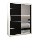 Armoire porte coulissante miroir verona 2 150 150x200x62cm corps blanc mat et fa�ade noir mat abiksmeble ...
