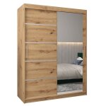 Armoire porte coulissante miroir verona 2 150 150x200x62cm corps chêne artisan abiksmeble Armoire porte coulissante miroir verona 2 150 150x200x62cm corps chêne artisan abiksmeble