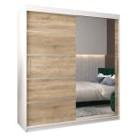Armoire porte coulissante miroir verona 2 180 180x200x62cm corps blanc mat et façade chêne sonoma abiksmeble ... Armoire porte coulissante miroir verona 2 180 180x200x62cm corps blanc mat et façade chêne sonoma abiksmeble ...
