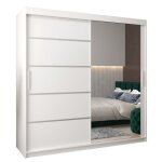 Armoire porte coulissante miroir verona 2 200 200x200x62cm corps blanc mat abiksmeble