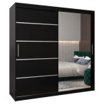 Armoire porte coulissante miroir verona 2 200 200x200x62cm corps noir mat abiksmeble