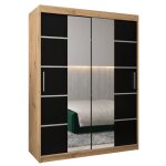 Armoire porte coulissante miroir verona 4 150 150x200x62cm corps chêne artisan et façade noir mat abiksmeble ... Armoire porte coulissante miroir verona 4 150 150x200x62cm corps chêne artisan et façade noir mat abiksmeble ...