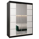 Armoire porte coulissante miroir verona 4 150 150x200x62cm corps noir mat et façade blanc mat abiksmeble ... Armoire porte coulissante miroir verona 4 150 150x200x62cm corps noir mat et façade blanc mat abiksmeble ...