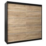 Armoire  portes coulissantes verona 1 200 200x200x62cm corps noir mat et faade chne sonoma abiksmeble ...