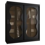 Armoire avec portes coulissantes en verre fum� ? 200x180x62cm ? 2 tringles et �tag�res ? bahrajn 3 ? ...