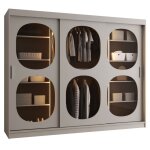 Armoire avec portes coulissantes en verre fum ? scandinave ? 200x250x62cm ? bahrajn 2 avec led ? cachemire ...