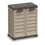 Armoire porte sac poubelles 2x100l pour ext�rieur ou int�rieur - 76�46�89 cm - beige et taupe