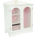 Olivias little world meuble pour poupe 45 cm little princess armoire gris / rose avec cintres