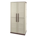 Armoire de rangement 2 portes 3 etagres beige 70 x 39 x 165cm meuble de garage atelier buanderie artplast ...