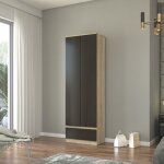 Armoire de rangement bureau - 3 tagres 1 tiroir - 60x35x180 cm - armoire de chambre 2 portes - sonoma ...