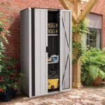 Armoire de rangement extrieure avec 3 tagres ajustables coffre mtal pour jardin et garage blanc