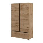 Armoire de rangement havana ch�ne et noir 2 portes 1 tiroir ? meuble moderne et compact pour chambre