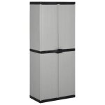 Armoire de rangement de jardin - jill - 3 �tag�res - gris / noir - 68x40x168 cm - pvc et pp - charge ...