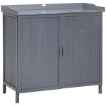 Armoire de rangement de jardin - outsunny - double porte - tagre plateau - en bois massif - 98 x 48 ...