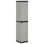Armoire de rangement de jardin - vidaxl - 3 �tag�res - gris / noir - 34x40x168 cm - pvc et pp - compacte ...