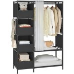 Armoire de rangement penderie garde - robe avec 4 boites en tissu 170x105x45cm - noir