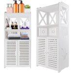 Armoire rangement salle de bain dayplus 3 étages à grilles double porte 90 x 40 x 25 cm meuble de rangement ... Armoire rangement salle de bain dayplus 3 étages à grilles double porte 90 x 40 x 25 cm meuble de rangement ...