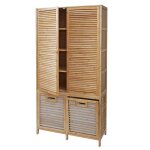 Armoire de salle de bain en bambou hwc n83 168x82x34cm