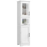 Armoire de salle de bain - colonne - blanc - 5 compartiments - tagres rglables - 170cm