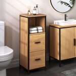 Armoire salle de bain - eugad Étagère de rangement sur pied - 2 tiroirs - 30x30x80cm - chêne clair + ... Armoire salle de bain - eugad Étagère de rangement sur pied - 2 tiroirs - 30x30x80cm - chêne clair + ...