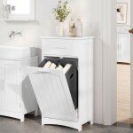 Armoire salle de bain - eugad meuble wc avec panier  linge - 42x30x82cm - blanc