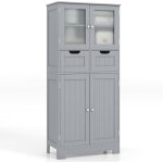 Armoire de salle de bain giantex - colonne de rangement avec 2 tiroirs et �tag�res r�glables - commode ...