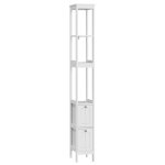 Armoire salle de bain haute étroite 160cm blanche 2 tiroirs 3 étagères meuble de rangement mince 20x30x160 ... Armoire salle de bain haute étroite 160cm blanche 2 tiroirs 3 étagères meuble de rangement mince 20x30x160 ...